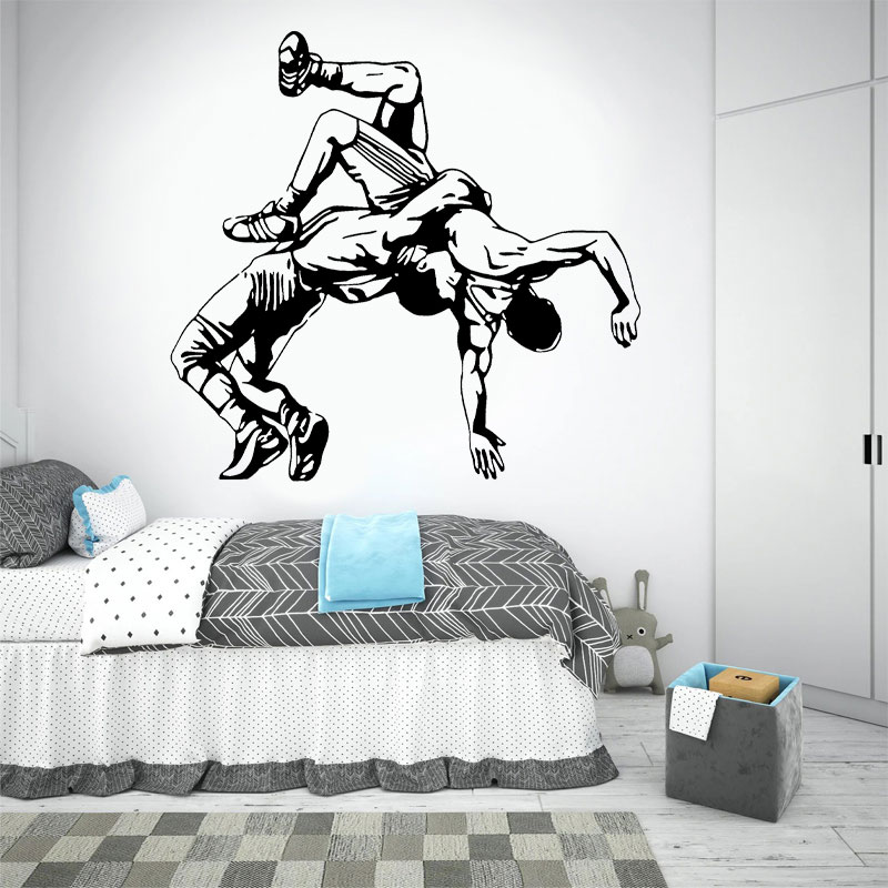 Home Gym Aesthetic - レスリングスロー壁デカールビニールレスラースポーツジム格闘技ファン柔術ステッカー家の装飾リビングルーム寝室 Q100