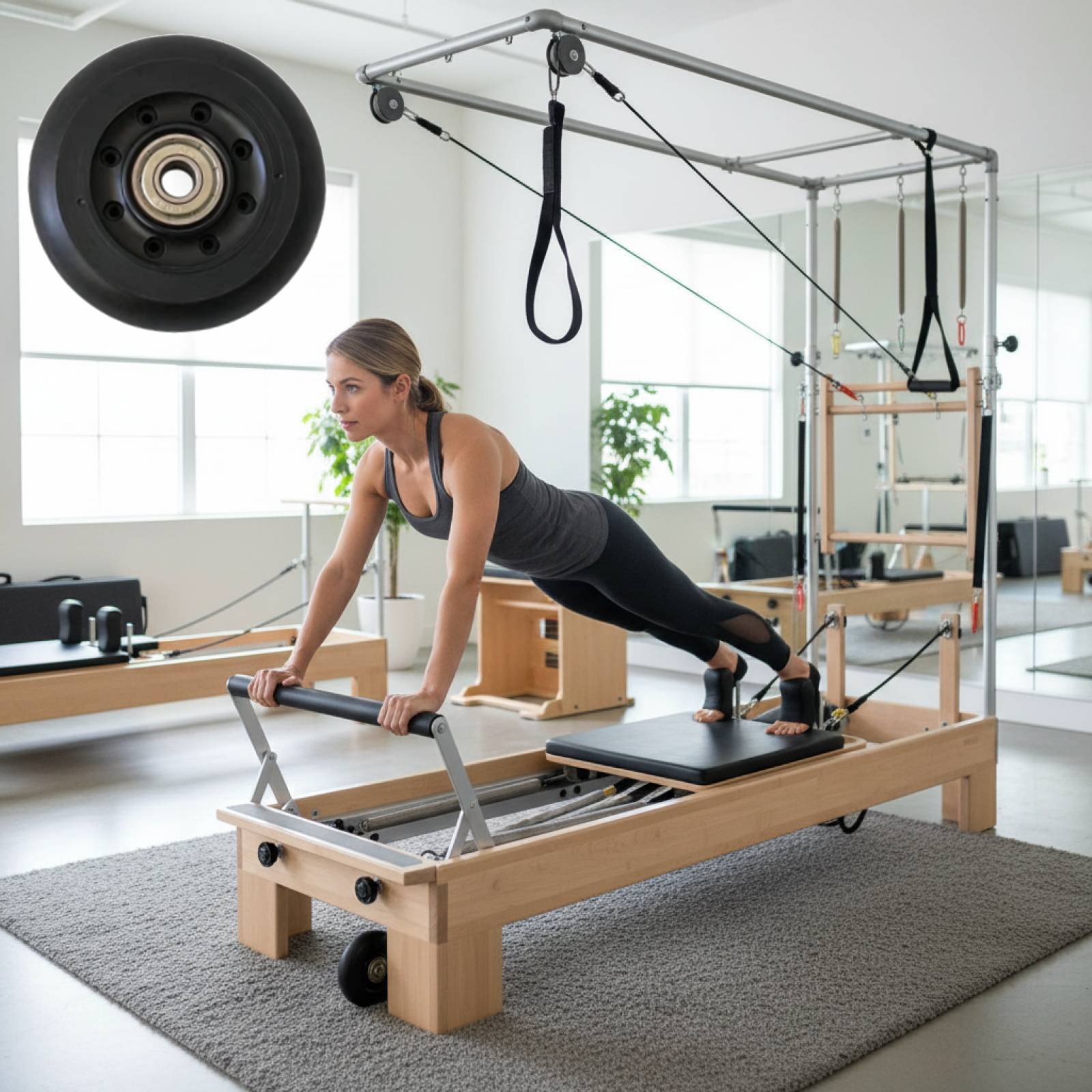 Home Gym Installation - ピラティス リフォーマー ホイール ブラック 女性用 メンテナンス