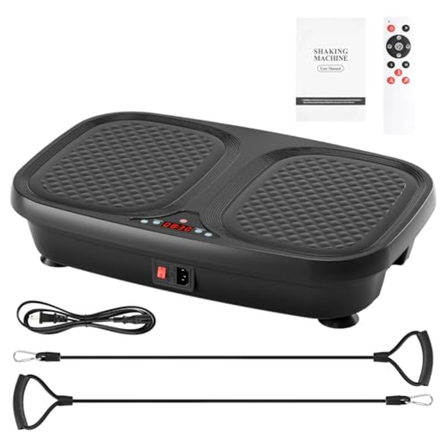 Home Gym Weight Machine - 家庭用ジムカーディオフィットネス用振動マシン、スチール製、黒、3D振動、減量、筋肉増強、リンパケア