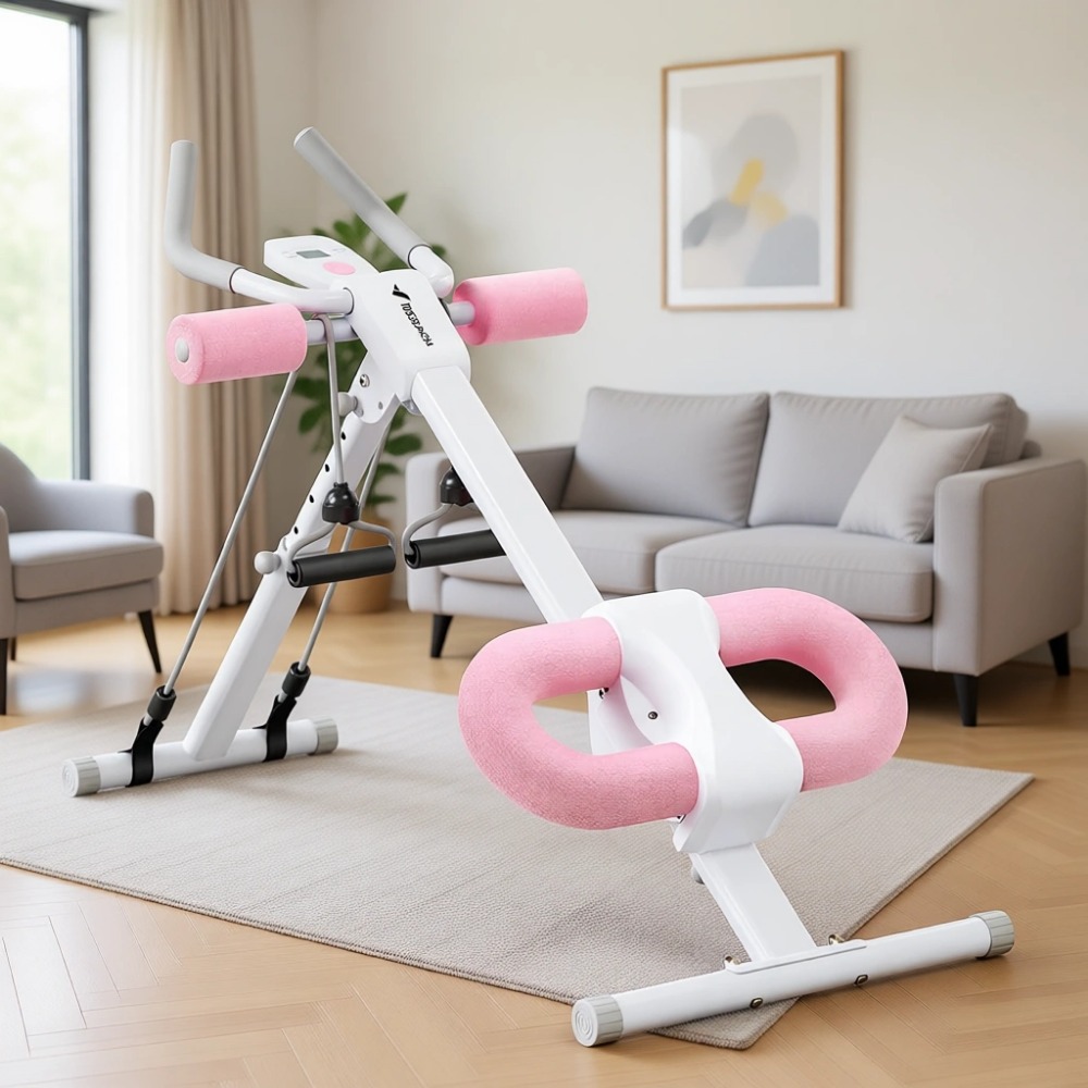 Home Gym Workout - 家庭用ジム向け調整可能な腹筋トレーナーマシン - 折りたたみ式、LCDモニター、膝保護機能付き、大容量