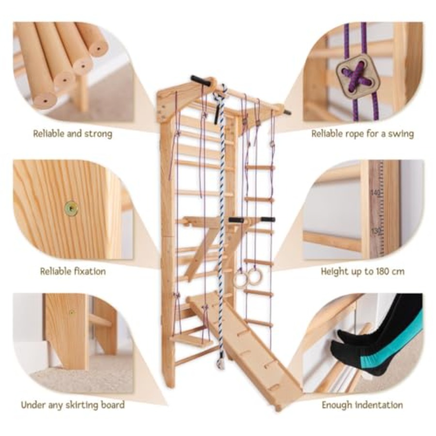 スウェーデン式ラダーウォールバー 家庭用ジム向け 無垢材 ナ - Gymnastic Rings Wooden のレビューと価格