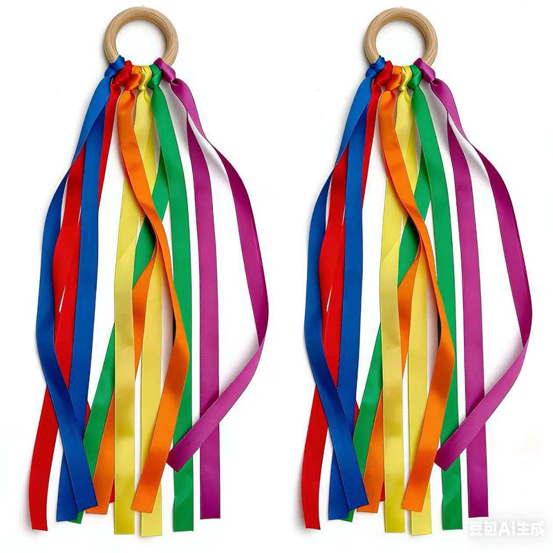 レインボーハンドカイトワンド モンテッソーリリボンストリーマ - Gymnastic Rings Wooden のレビューと価格