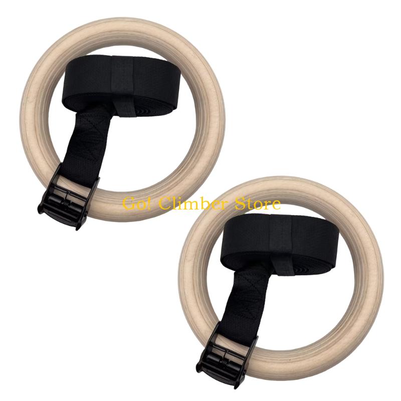 Q84C 調節可能な木製体操リング 調節可能なストラップ付き - Gymnastic Rings Wooden のレビューと価格