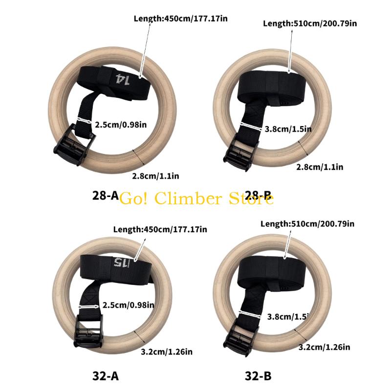 Q84C 調節可能な木製体操リング 調節可能なストラップ付き - Gymnastic Rings Wooden のレビューと価格