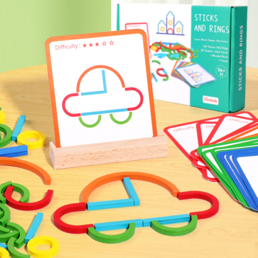子供の早期教育パズルおもちゃ、木製クリエイティブリング、ステ - Gymnastic Rings Wooden のレビューと価格