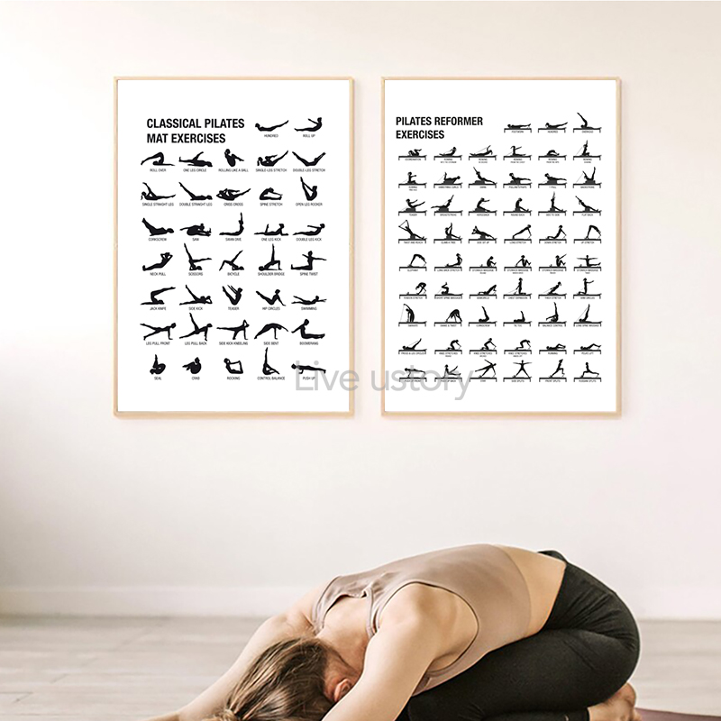 フレームレスピラティスワークアウトチャートポスターキャンバス - Home Gym Aesthetic のレビューと価格