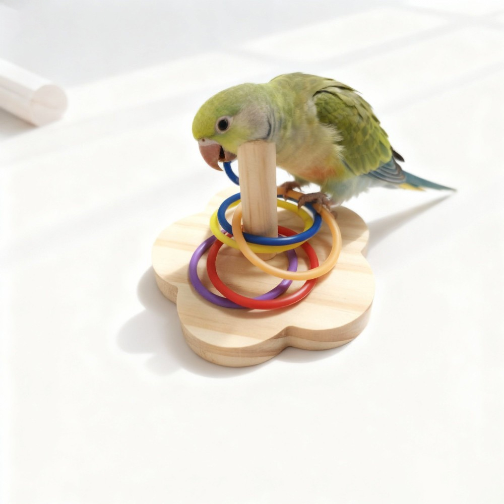 1PC 木製オウム知能トレーニングおもちゃカラフルなリングト - Gymnastic Rings Wooden のレビューと価格