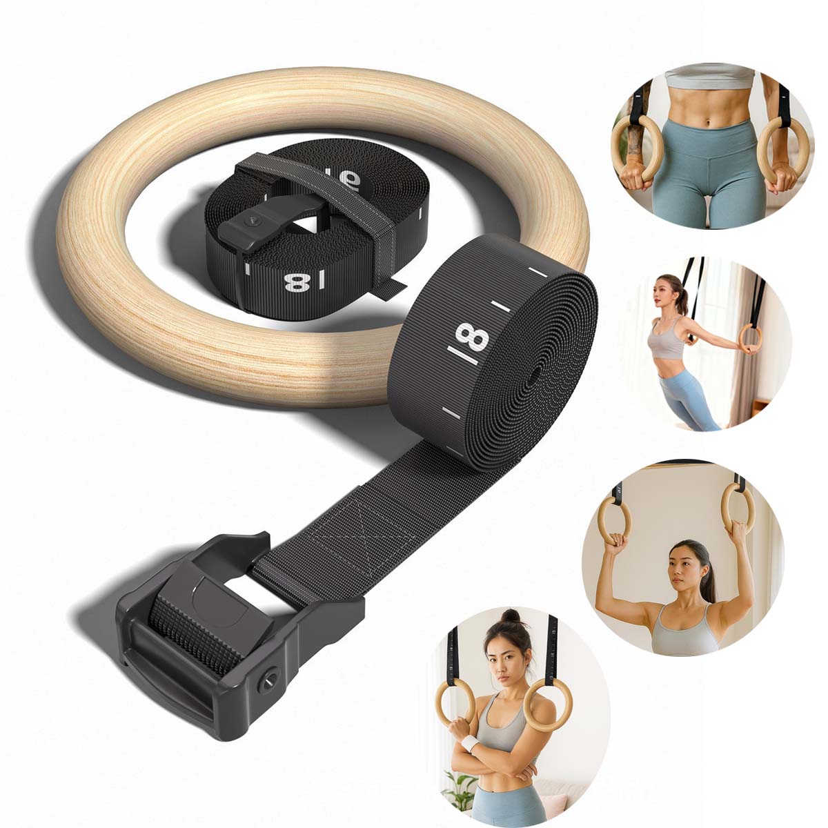 調節可能な木製体操リング 28mm 32mm 二重層番号付き - Gymnastic Rings Wooden のレビューと価格